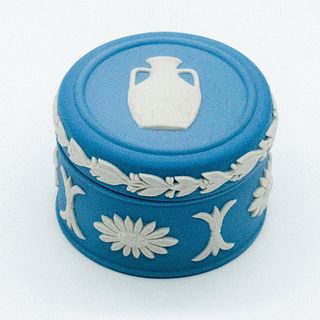 Wedgwood Cream on Pale Blue Jasperware Round Trinket Box