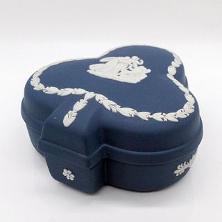 Wedgwood Jasperware Dark Blue Trinket Box, Clover