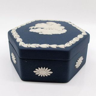 Wedgwood Jasperware Hexagon Dark Blue Trinket Box