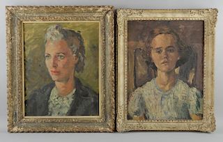 § Ronald Ossory Dunlop (1894-1973), Portraits of Mrs Hassid and her daughter Jocelyn, oil on canvase