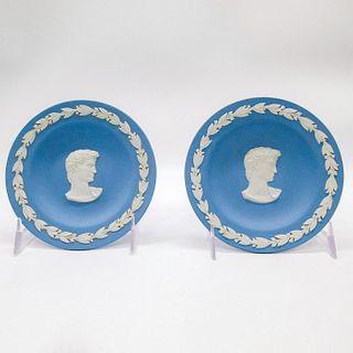 Pair Of Wedgwood Pale Blue Jasperware Plates, Caesar