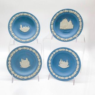 Set Of 4 Wedgwood Pale Blue Jasperware Plates, London