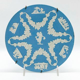 Wedgwood Blue Jasperware Plate, Cherubs
