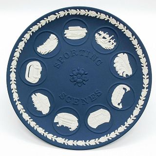 Wedgwood Portland Blue Jasperware, Sporting Scenes Plate