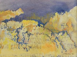 Judith Barlow, landscape, signed, watercolour, 15cm x 20cm,