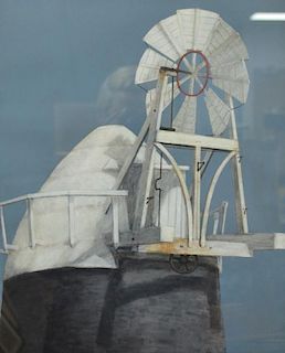 Michael Murfin, 'Longstanton Mill', acrylic on paper, signed and dated 1984, gallery label verso,