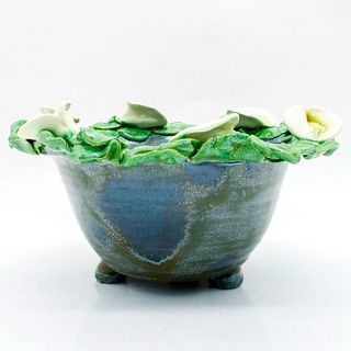 Ceramic Footed Bowl, Calla Lilies