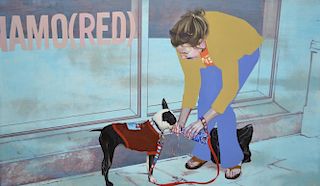 Ian Strawn, 'To Say Nothing of the Dog' oil on birchwood panel, titled on gallery label verso, 71cm