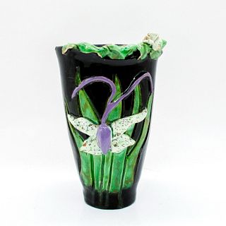 Ceramic Wall Vase, Butterfly and Flower