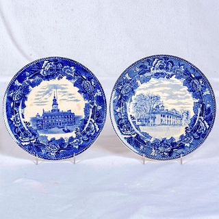 2pc Antique Wedgwood Souvenir Plates