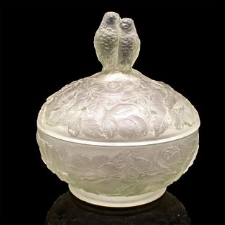 Consolidated Phoenix Art Glass Covered Dish, Parakeets