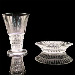 Vintage Lalique Crystal Bourgueil Cordial Glass and Plate