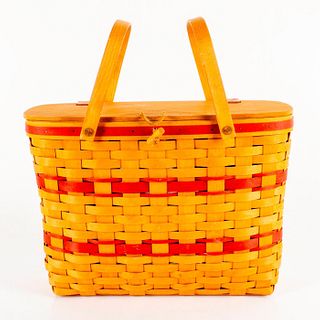 Longaberger Heirloom Picnic Basket Leather Hinge Lid