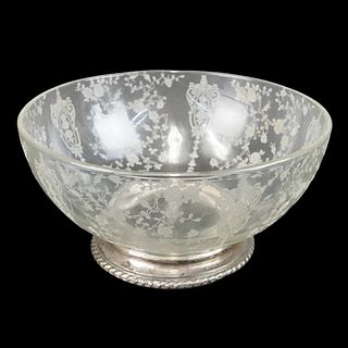 Wallace Rose Point Silver and Glass Bowl