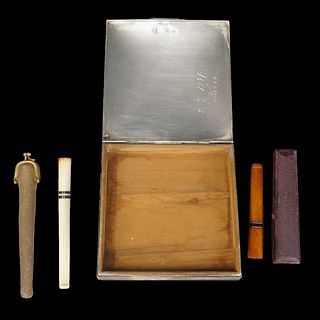 Sterling Silver Cigarette Box and Holders