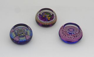 (3) Perthshire Art Glass paperweights.