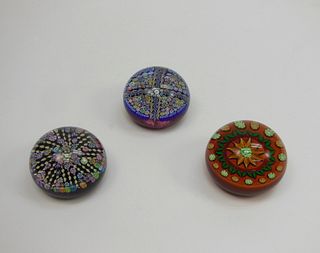 (3) Perthshire Art Glass paperweights.