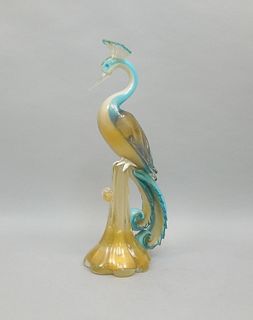 Cenedese Murano Glass Bird of Paradise Sculpture.