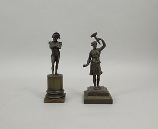 (2) Bronze Statues, Napoleon and Woman with Torch.