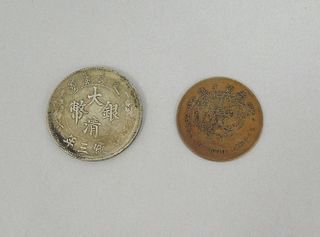 Xuantong 3rd Year Silver Dollar & a Copper Coin.