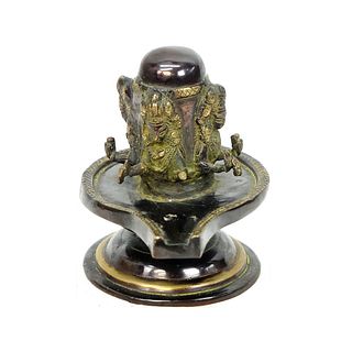 Antique Indian Bronze Oil Lamp Style Sculpture
