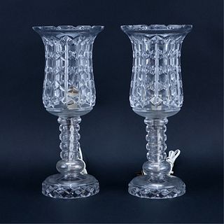 Waterford Style Crystal Hurricane Lamps