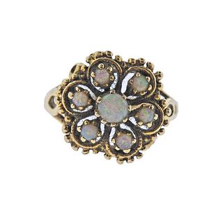 Vintage 14k Gold Opal Flower Ring