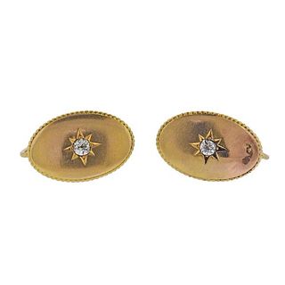 Antique Victorian 14k Gold Diamond Earrings
