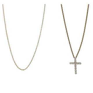 Tiffany &amp; Co 18k Gold Diamond Cross Pendant Necklace Lot