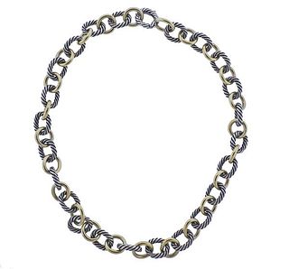 18k Bonded Gold Silver Oval Link Necklace