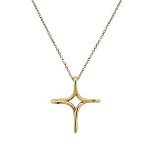 Tiffany &amp; Co Elsa Peretti 18k Gold Cross Pendant Necklace