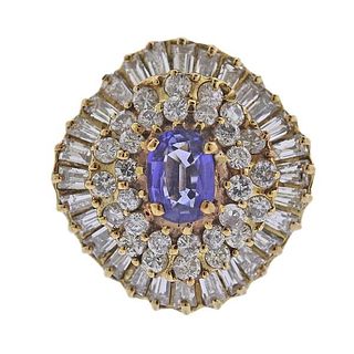 18k Gold Diamond Sapphire Ballerina Cocktail Ring