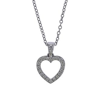 Tiffany &amp; Co Metro Platinum Diamond Heart Pendant Necklace