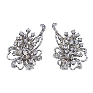Midcentury Platinum Diamond Earrings
