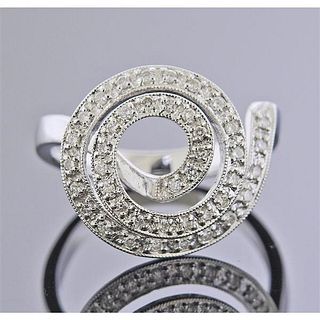 18k Gold Diamond Swirl Motif Ring