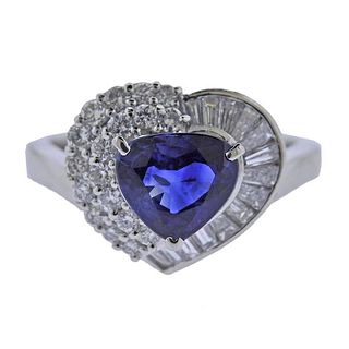 Platinum 1.75ct Heart Sapphire Diamond Ring