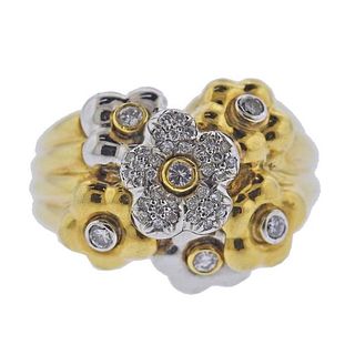 Jose Hess 18k Gold Diamond Flower Ring