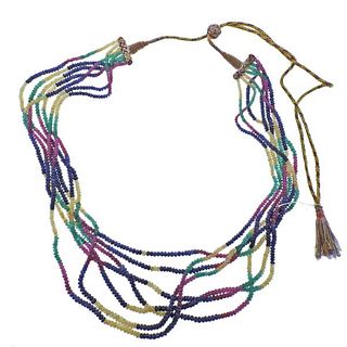 Multicolor Sapphire Bead Necklace