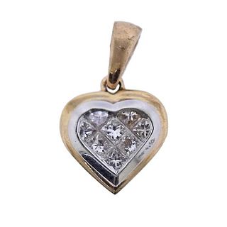 14k Gold Diamond Heart Small Pendant Charm