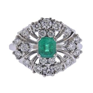 Bailey Banks &amp; Biddle Platinum Diamond Emerald Ring