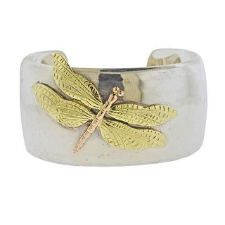 Tiffany &amp; Co Silver Gold  Dragonfly Cuff Bracelet