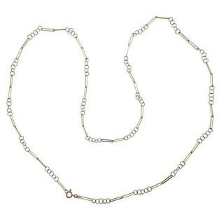 18k Gold Long Link Necklace