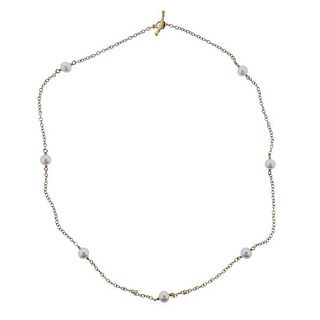 Tiffany &amp; Co Peretti 18K Gold Pearl Toggle Necklace