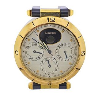 Cartier Pasha Gold Tone Lacquer Desk Clock 