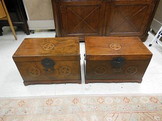 Pair of Oriental Lidded Camphor Chests.