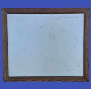 ater Jean Cocteau Signed Norman Laliberte Sketch of a Dove 