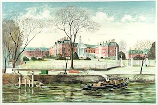 Jeremy King, 'Chelsea Hospital', signed, limited edition lithograph 204/250, 42.5cm x 62cm,