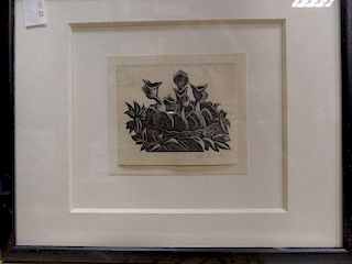 Claire Veronica Hope Leighton (1898-1989), A Nest of Hedge Sparrows ('Four Hedges' series 1935), woo