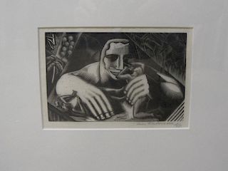 Leon Underwood, Caesar and the Slave, wood engraving, 1925, 11 x 16 cm (plate), signed in pencil <br