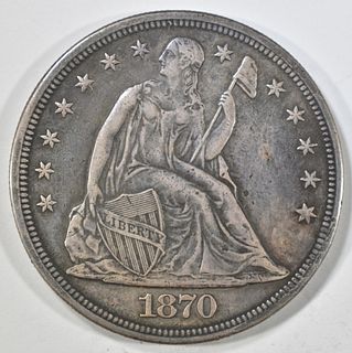 1870-CC SEATED LIBERTY DOLLAR XF+